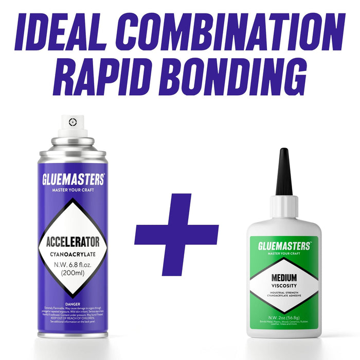 GLUE MASTERS Professional Cyanoacrylate Super Glue Accelerator - (6.8 fl. oz) Aerosol Activator for Instant Adhesion