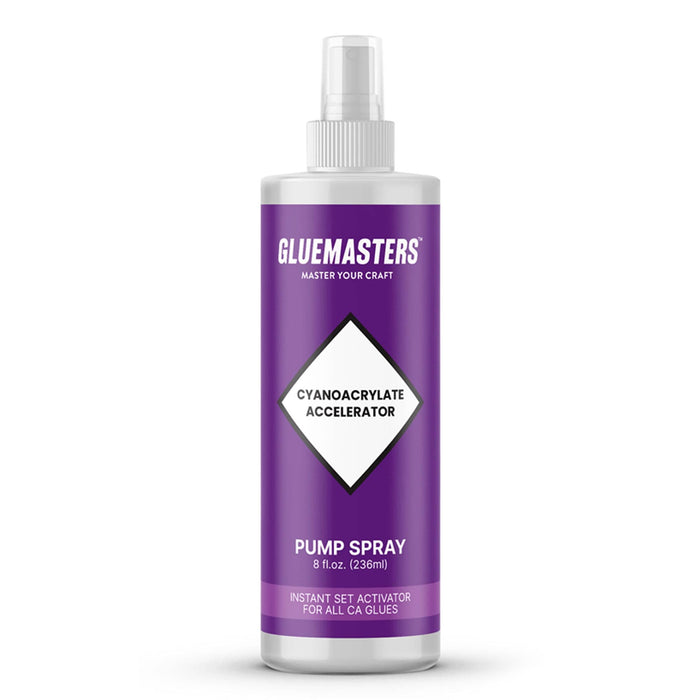 Glue Masters CA Accelerator 8oz pump spray bottle — instant set activator for all CA glues