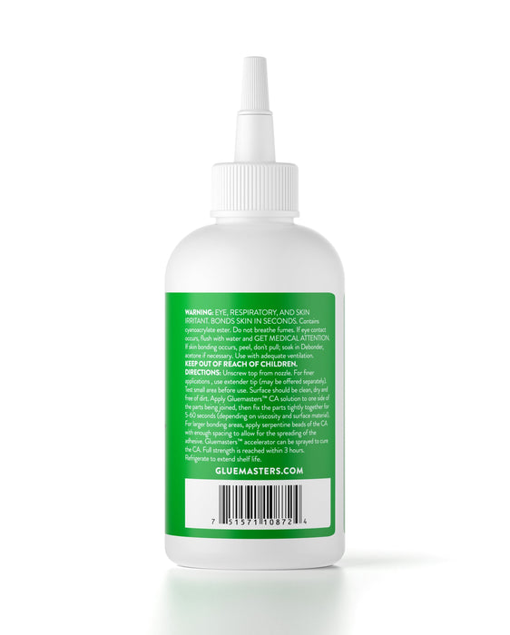 Glue Masters Cyanoacrylate (CA) Premium Medium Super Glue - 8oz Bottle with Protective Cap